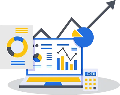 illustration of computer and charts