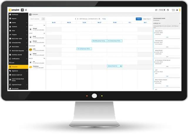 emaint-monitor-screens-fluke-site-X5-Scheduler-1