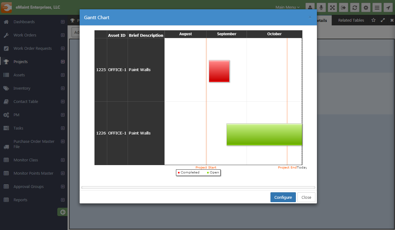 Using Gantt Charts to view work orders