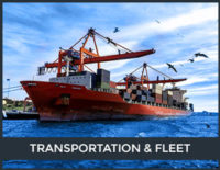 Bild eines Containerschiffs. Transport- und Flotten-CMMS-Lösung.