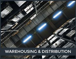 Image of a warehouse interior. Warehousing CMMS Solution.