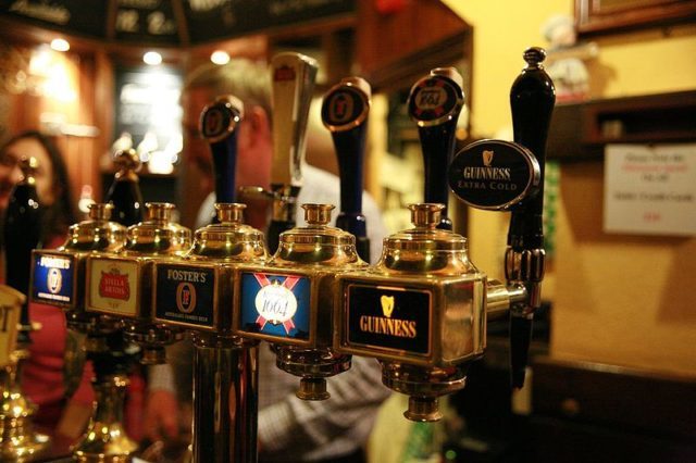 Bar taps for beer inside a bar