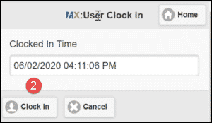 Select the “Clock In” button