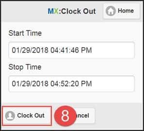 Clock out Step 8