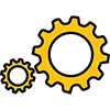 Lower maintenance cost gears icon