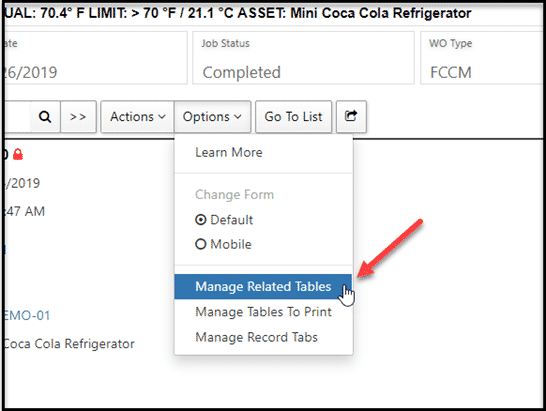 Change log - manage related tables