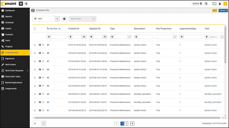 eMaint preventive maintenance CMMS software screenshot