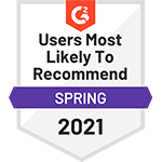 G2 Users Most Likely to Recommend Spring 2021 Award