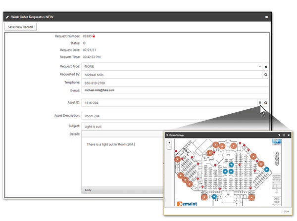 Captura de pantalla del software de órdenes de trabajo eMaint CMMS