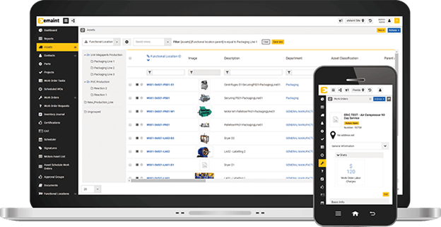 Asset Performance Management software operated on mobile and laptop