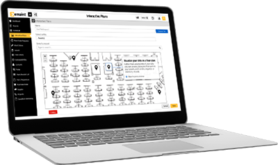 Laptop with eMaint floorplanner screen