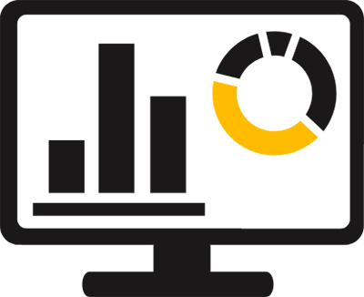 Computer monitor with graphs icon