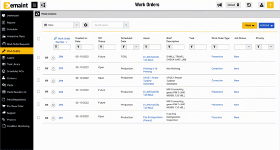 eMaint CMMS Work Order screenshot