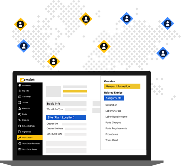 Captura de ecrã da ordem de trabalho do eMaint no computador portátil