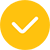Marca de verificação branca no ícone de círculo amarelo