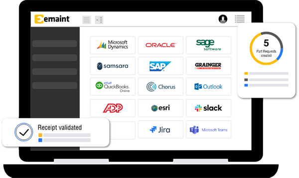 eMaint enterprise asset management screen on laptop