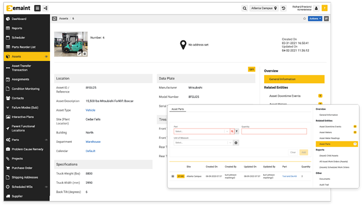 eMaint CMMS Asset Management screenshot