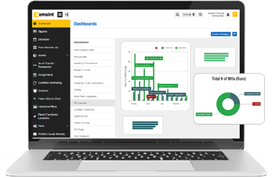 eMaint CMMS displayed on laptop