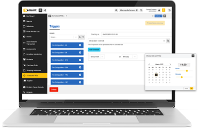 eMaint CMMS displayed on laptop